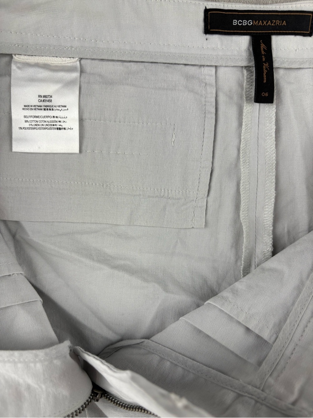 BCBGMAXAZRIA White Linen Blend Skort Women’s Size 6 Pleated Mini Skirt Shorts - Picture 7 of 9